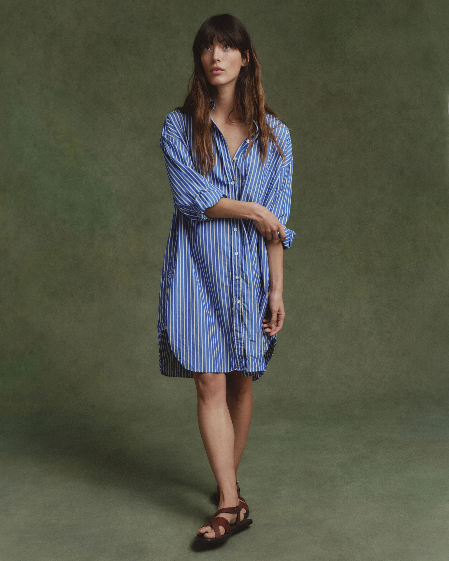 Oversized Hemdblusenkleid mit Streifen