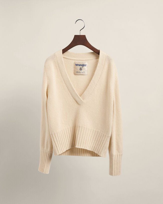 Wrangler x GANT Varsity V-Neck Pullover mit Kaschmiranteil