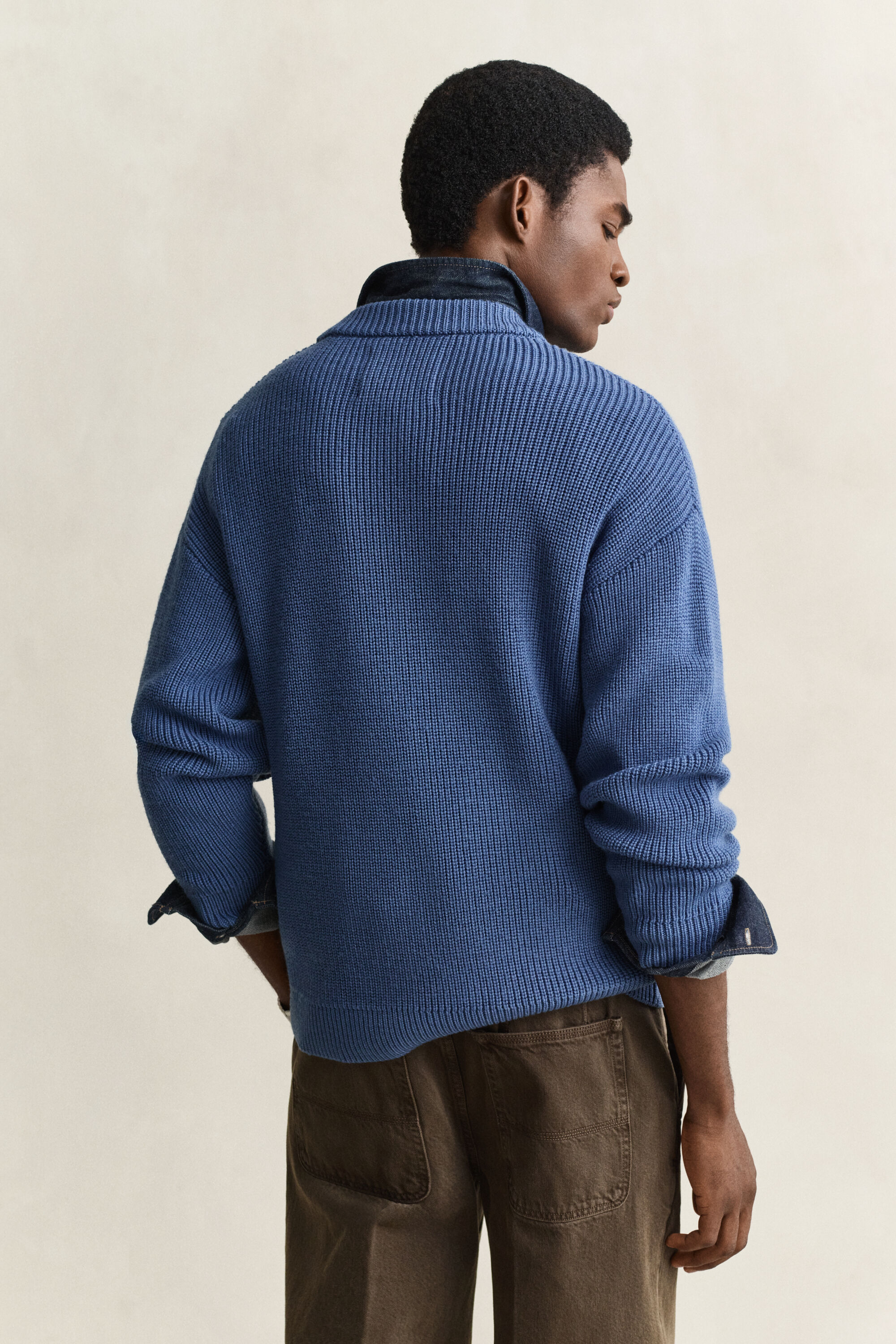 Ribbed Wool Zip Cardigan