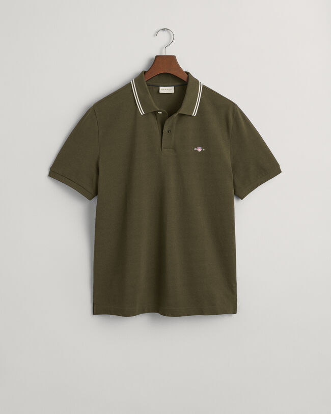 Seasonal Essential Tipped Piqu&eacute; Poloshirt mit Kontrast