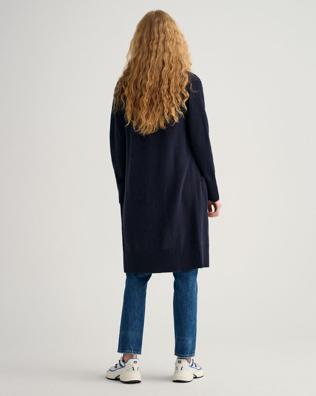 Lange Wollstrickjacke