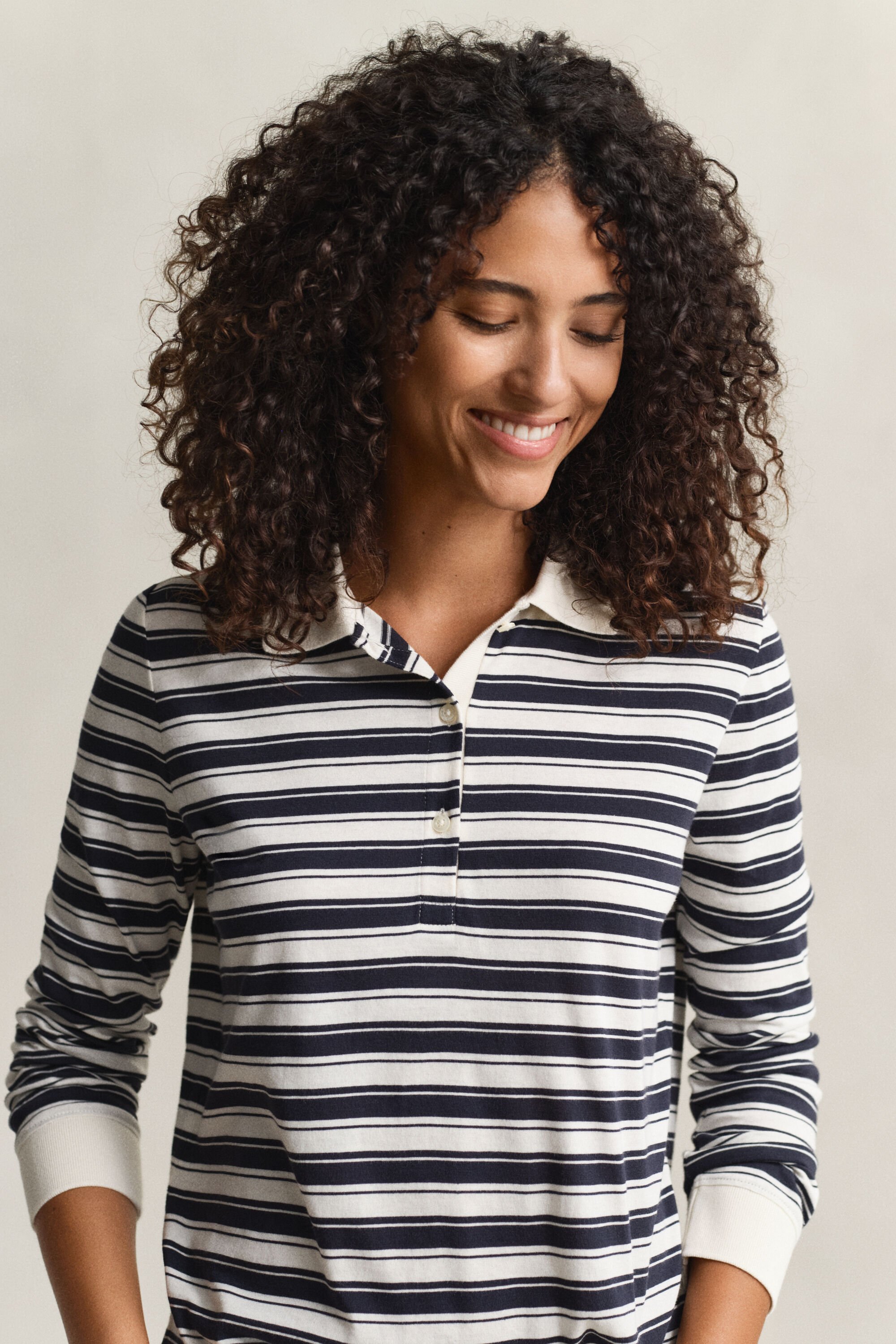 Striped Long Sleeve Polo Shirt