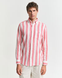 Regular Fit Hemd aus Baumwolle und Leinen mit Streifen