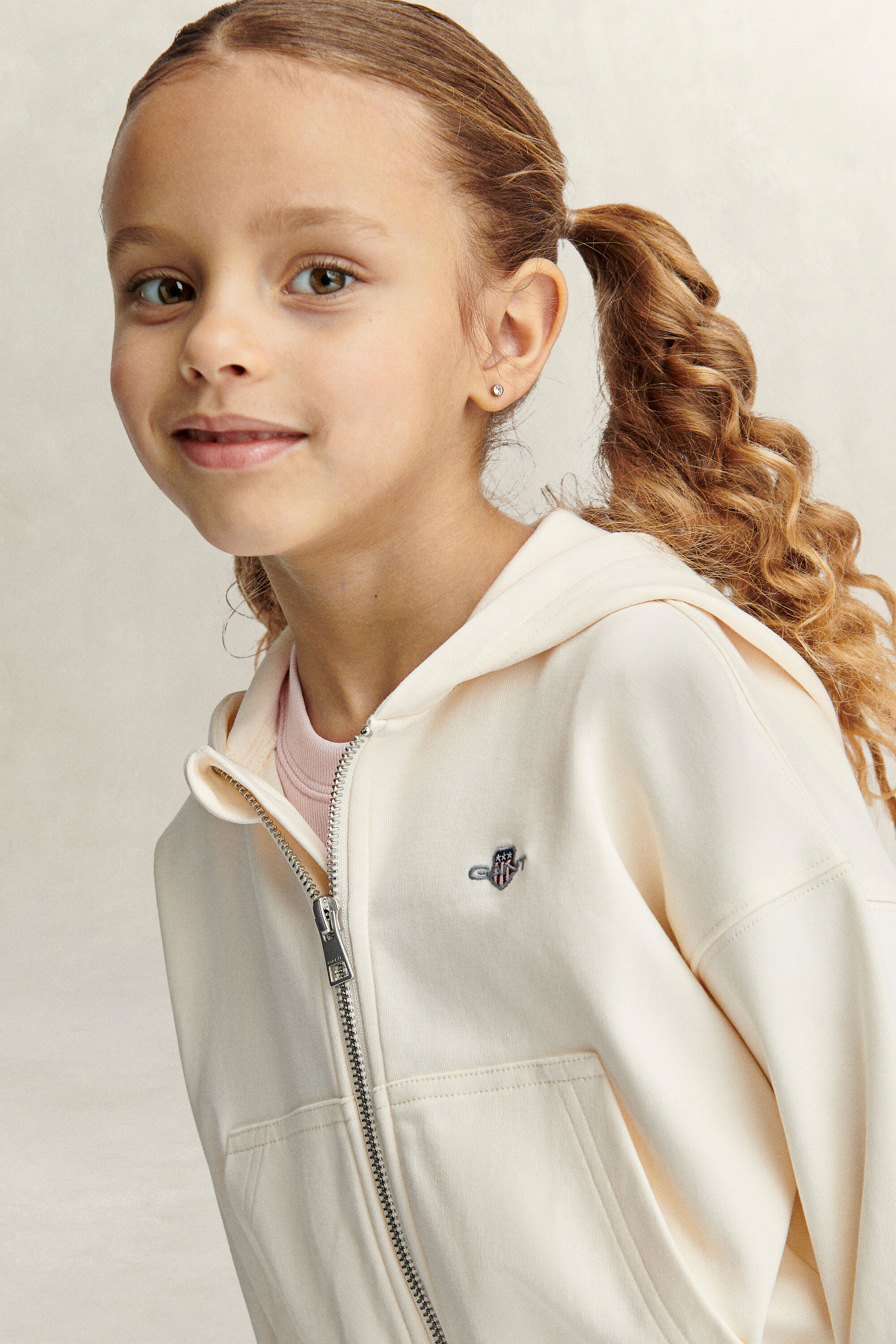 Girls Verkürzte Shield Sweatjacke