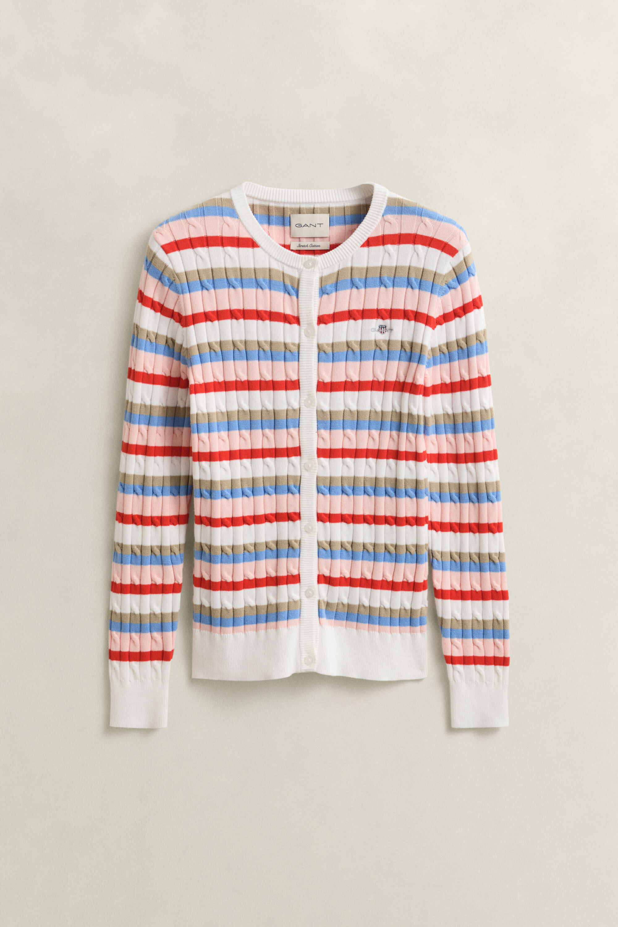 Striped Cable Knit Cardigan
