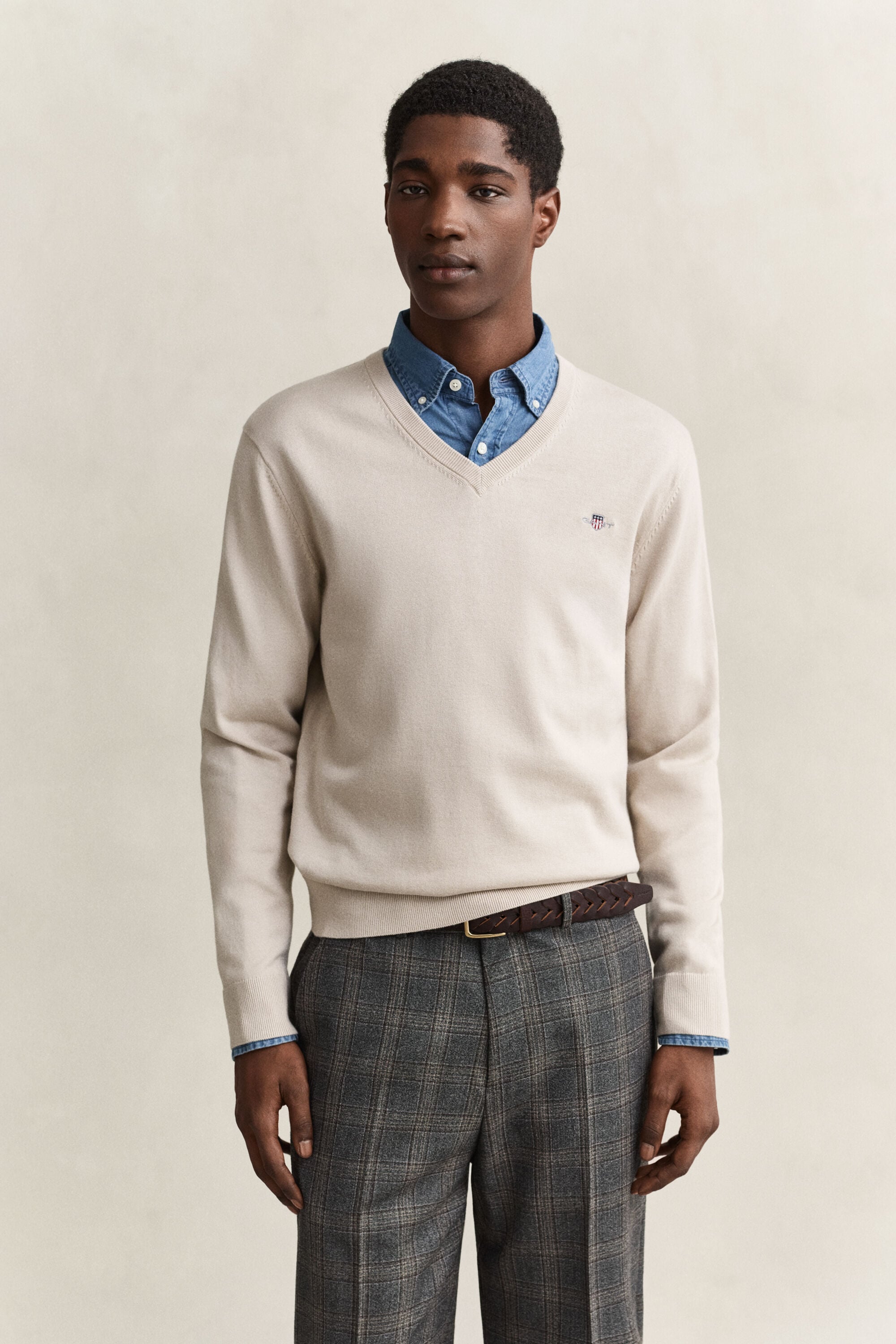 Klassischer V-Neck Pullover aus Baumwolle