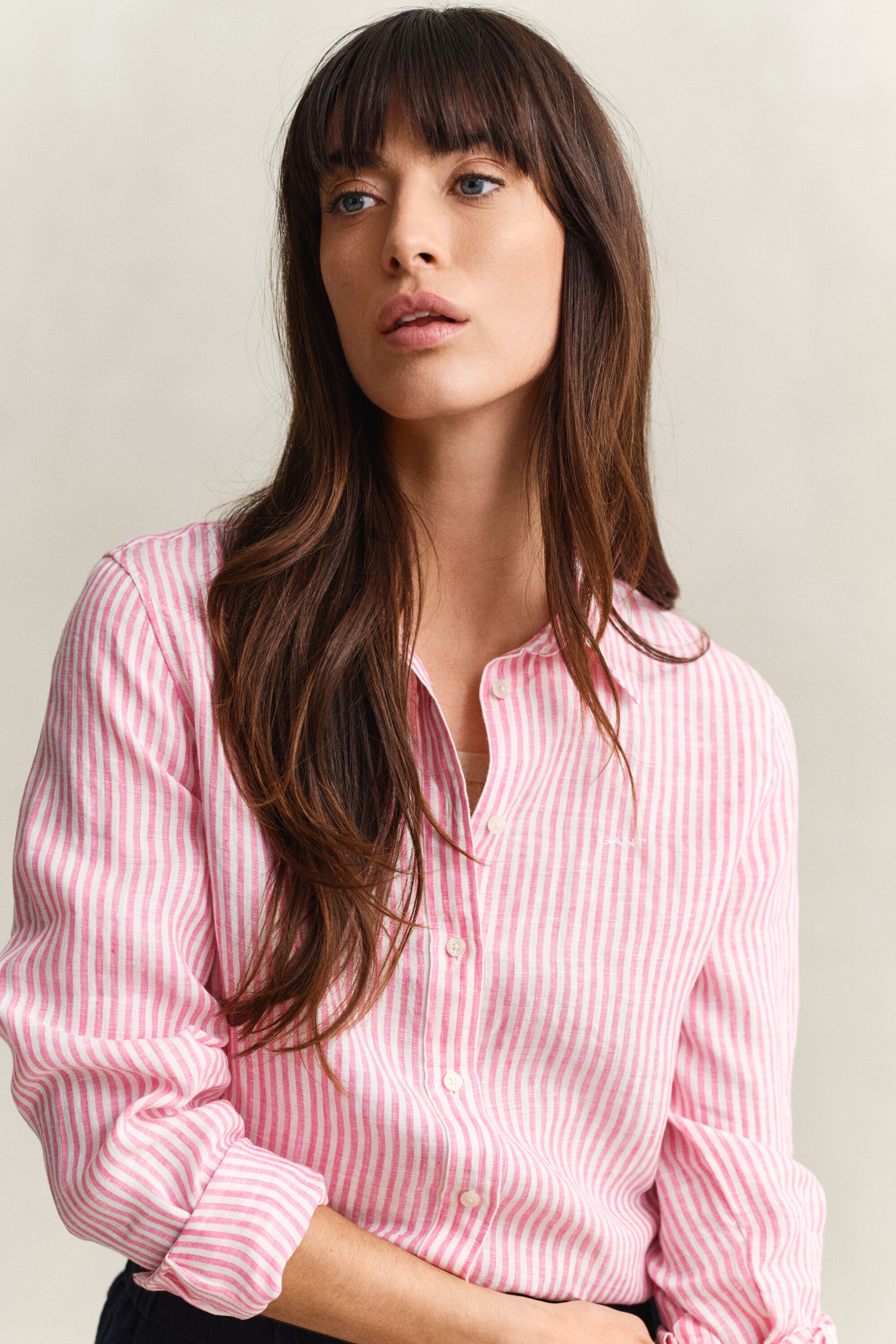 Camicia di lino a righe regular fit