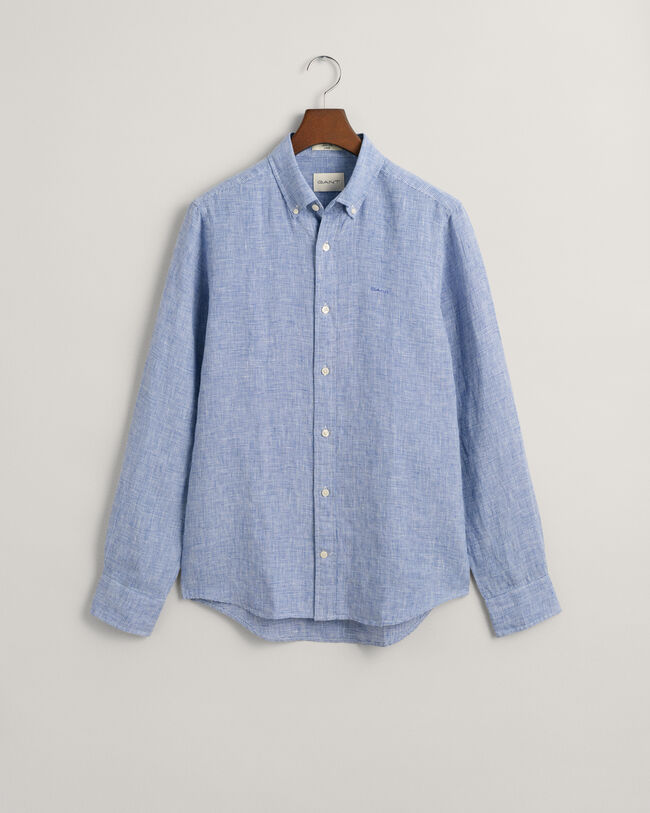 Slim Fit Leinen Hemd im Hahnentrittmuster