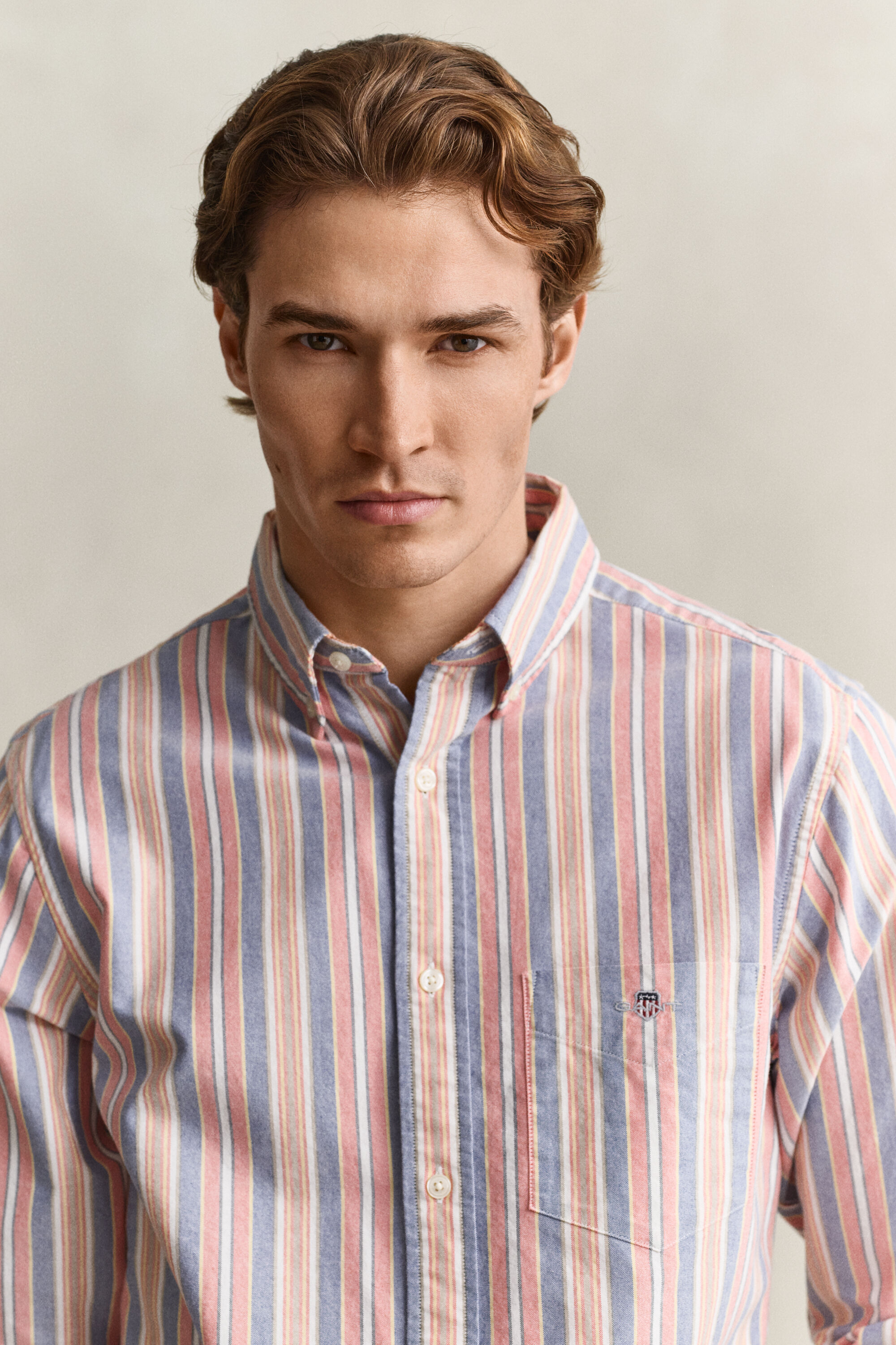 Chemise en coton Oxford classique à rayures multicolores