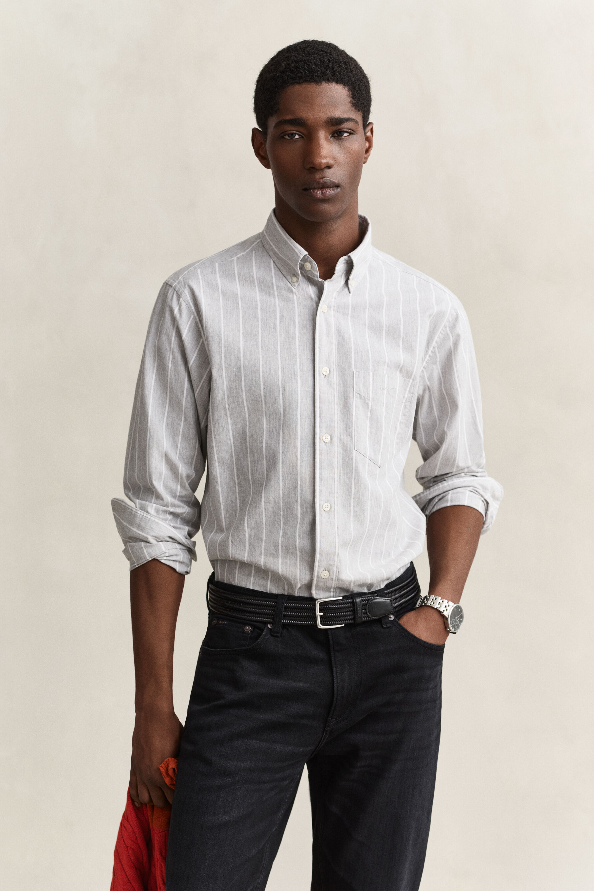Camicia in popeline mélange a righe