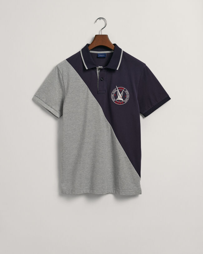 Sail Graphic Piqu&eacute; Poloshirt mit diagonalen Blockstreifen