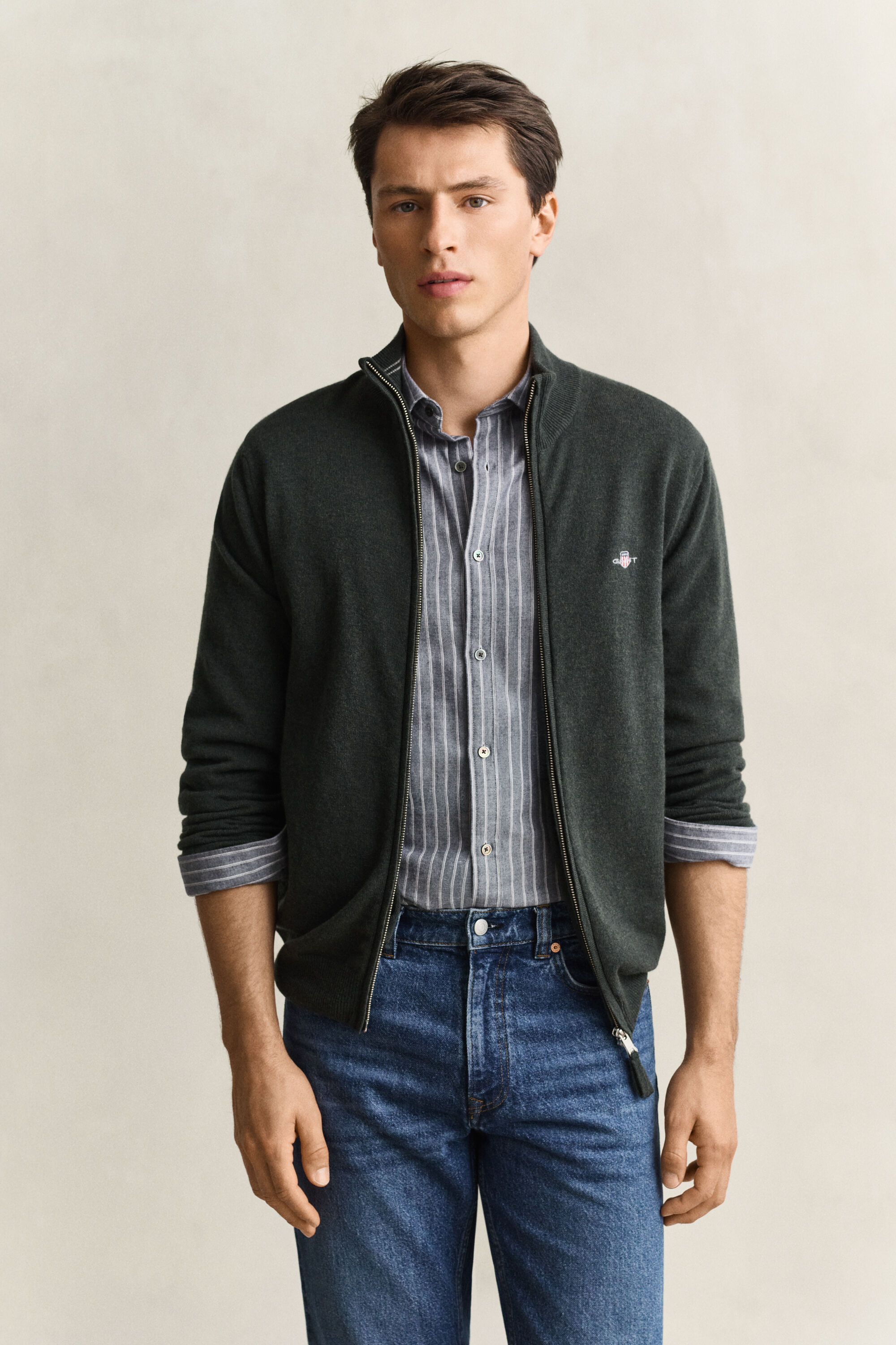 Strickjacke aus Lambswool mit Reißverschluss