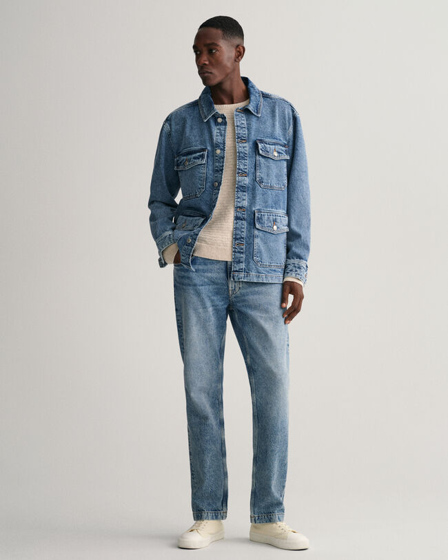 Textured Baumwoll Leinen Rundhalspullover