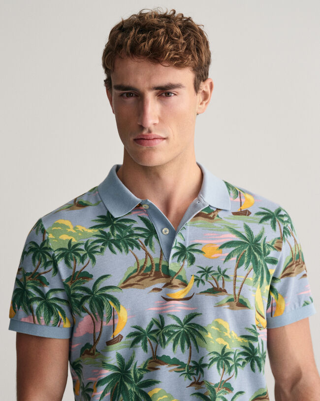 Hawaiian Print Poloshirt