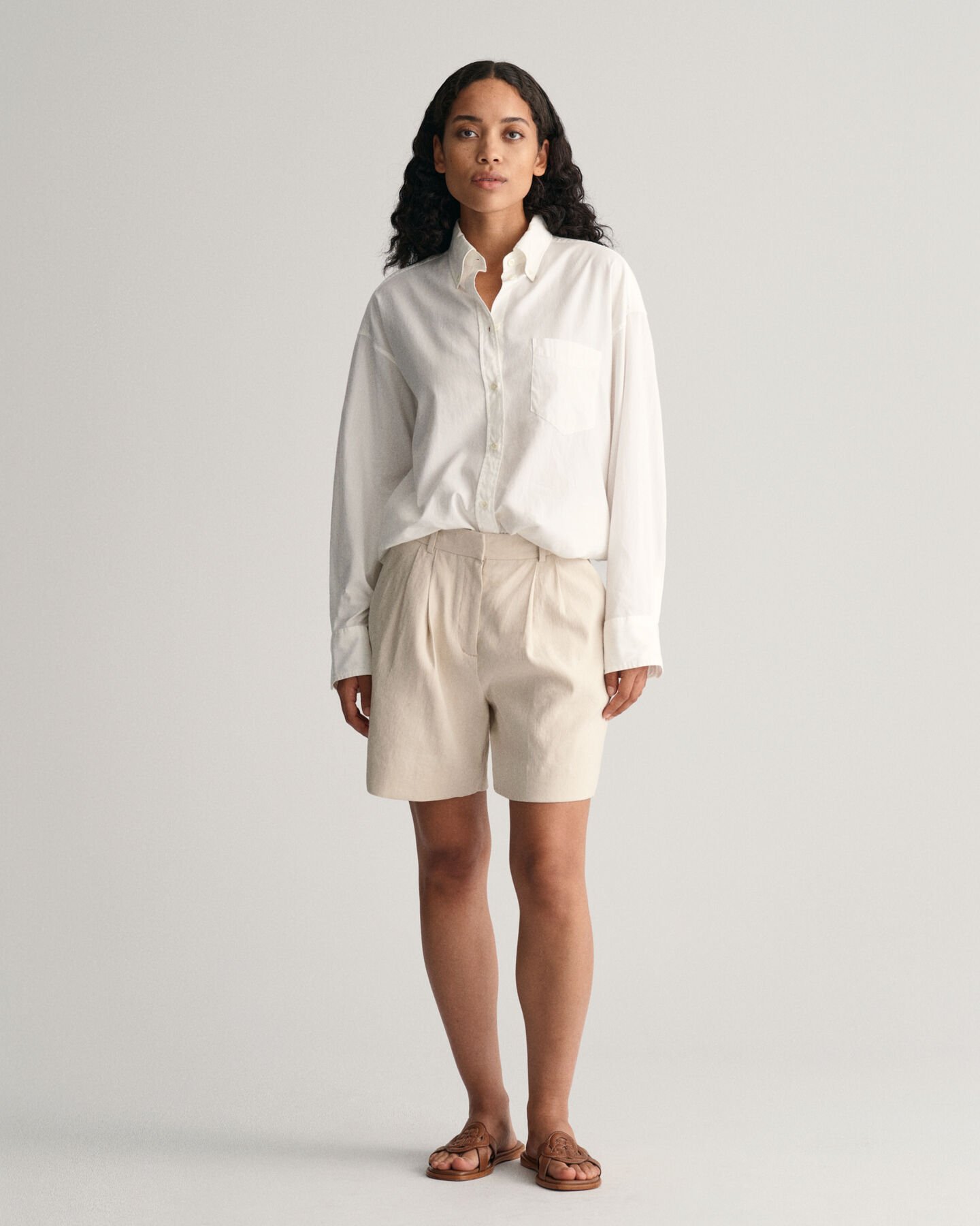 Formelle Stretch Leinen Shorts