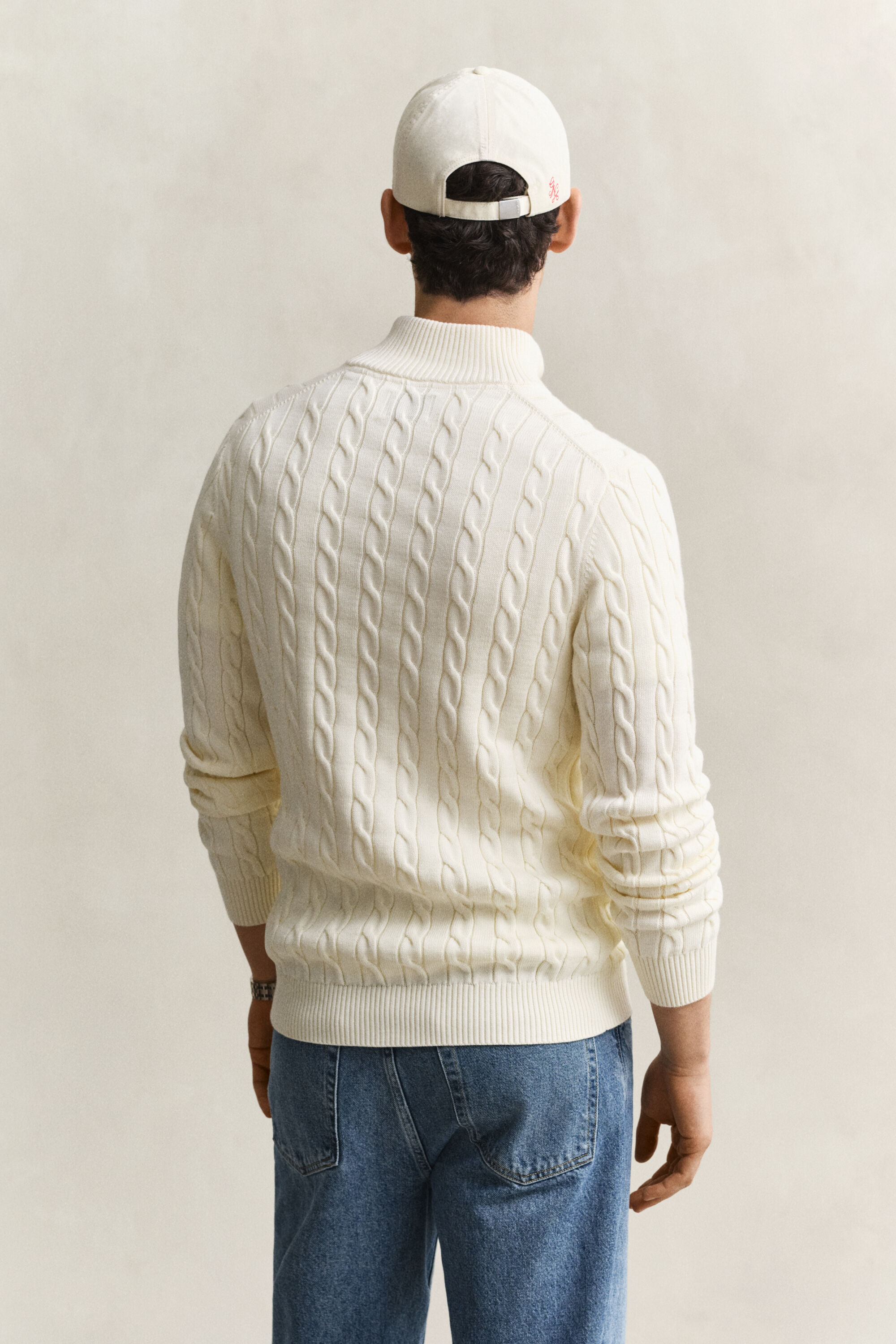 Pull à demi-zip en maille de coton torsadée