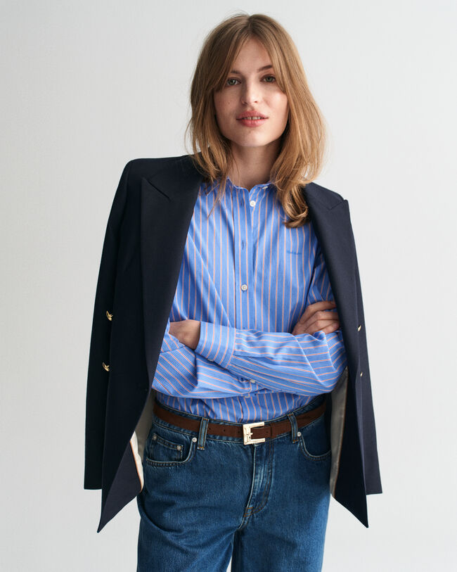 Regular Fit Classic Popeline Hemd mit Streifen