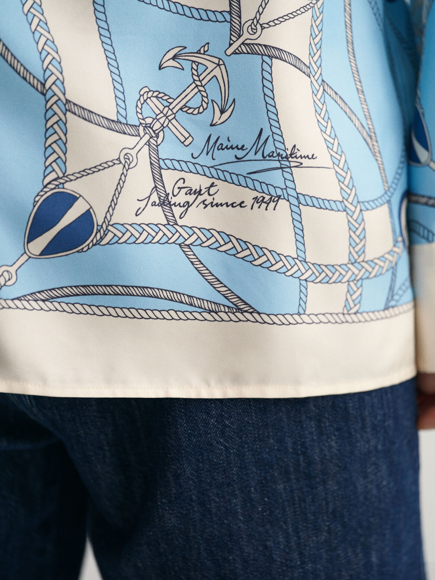 Relaxed Fit Sailing Print Seidenhemd