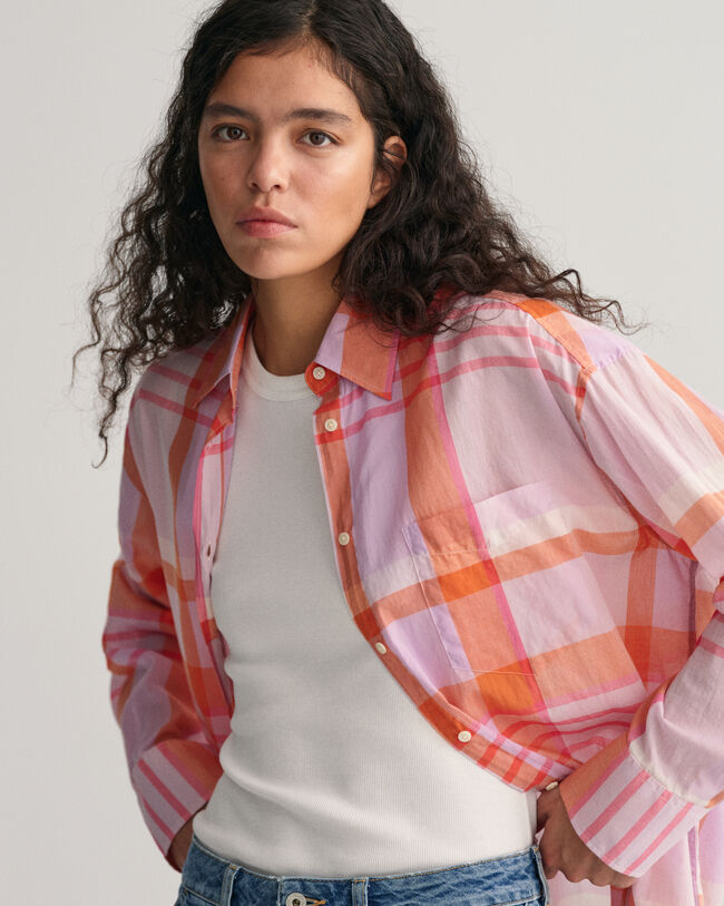 Oversized Madras Bluse