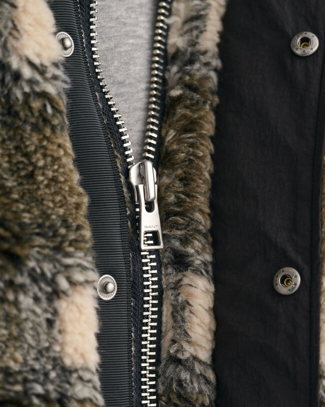 Karierte Fleecejacke mit Reißverschluss