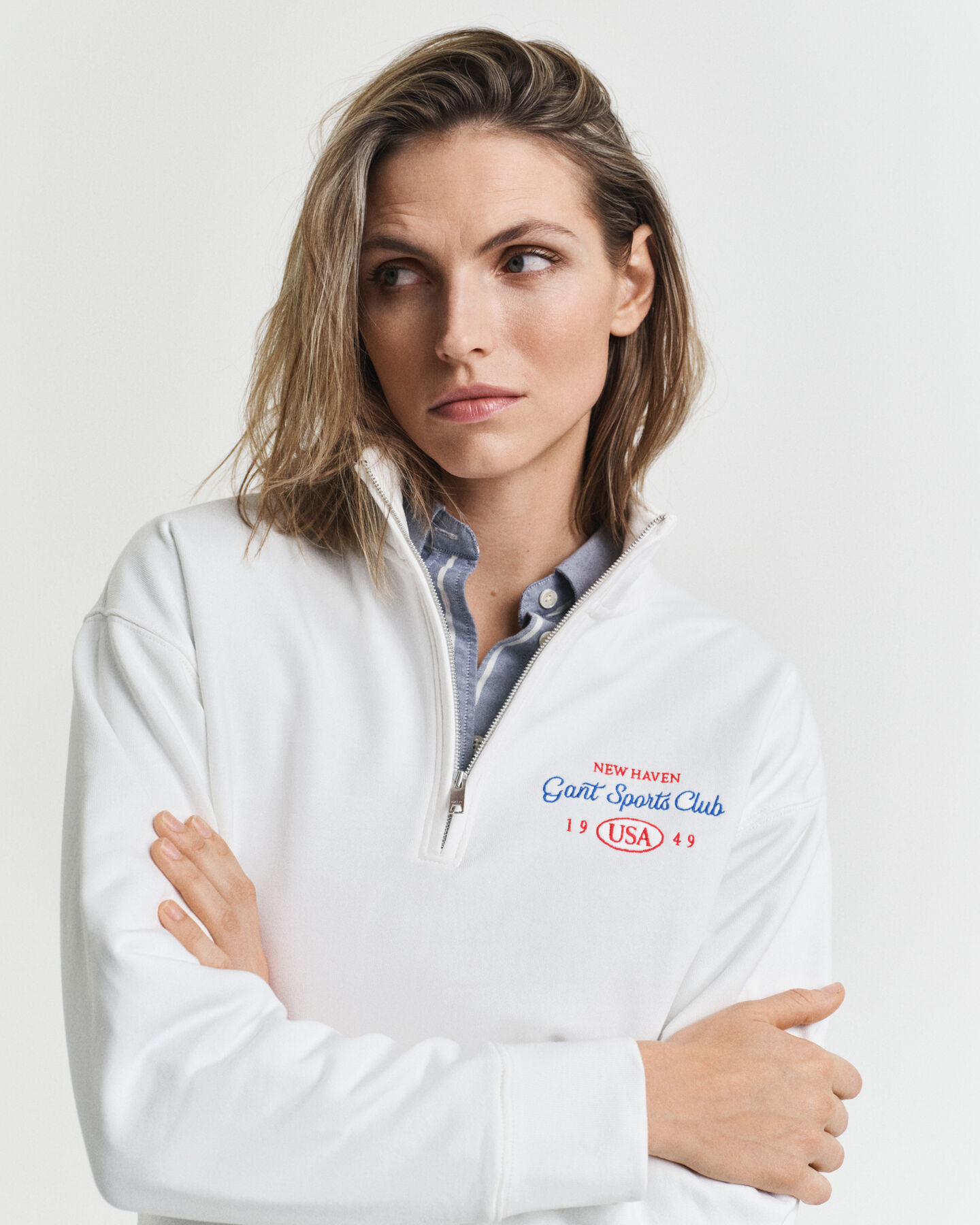 Graphic Sweatshirt mit Reißverschlusskragen