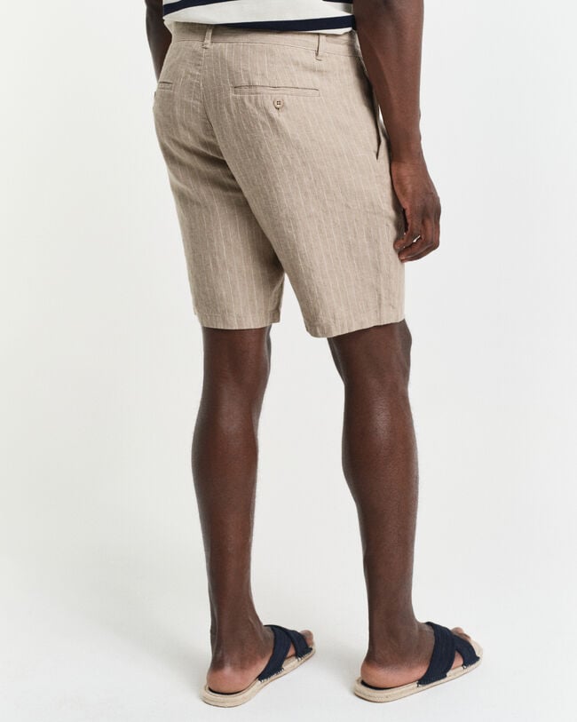 Regular Fit Pinstripe Leinen Shorts