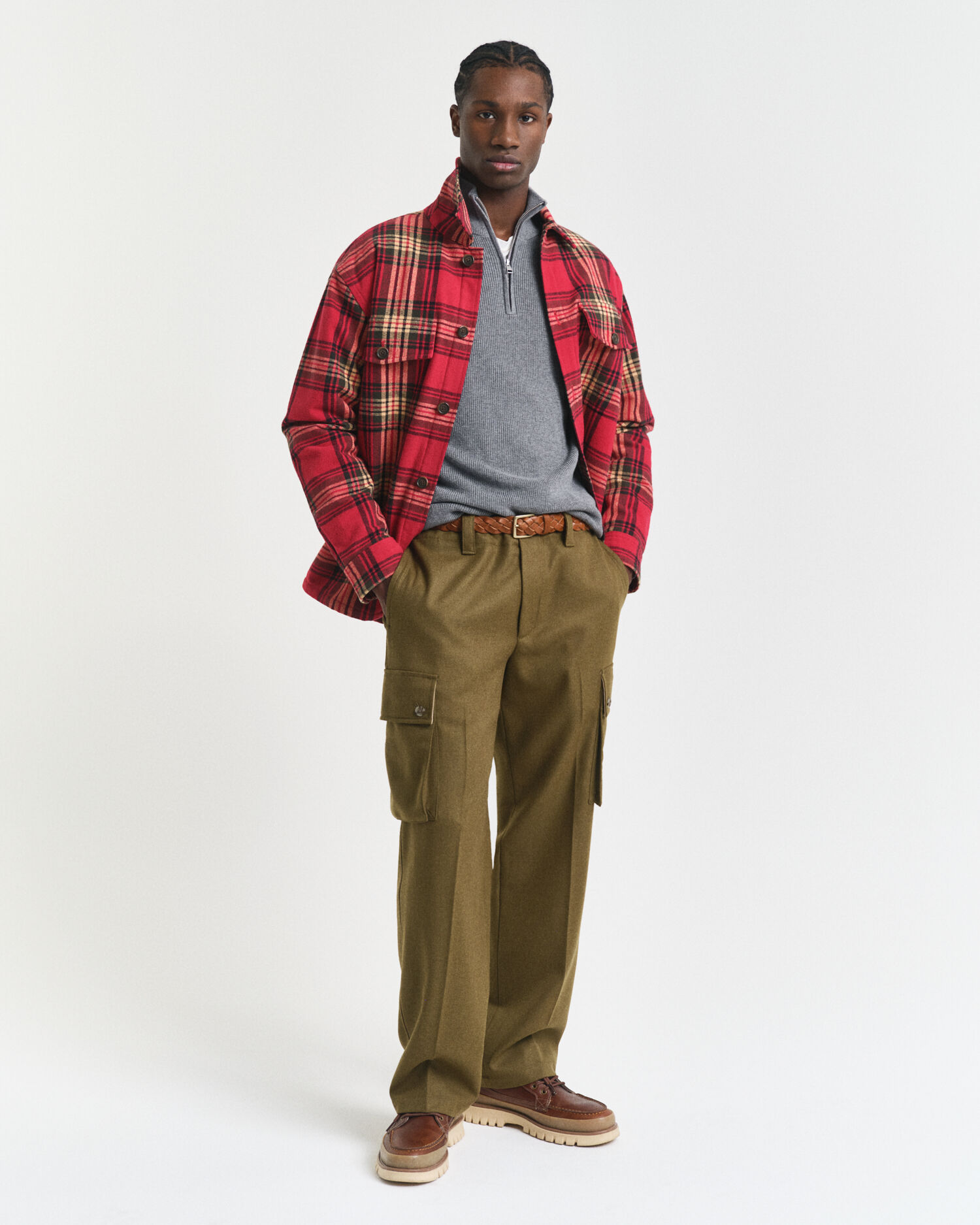 Ribbed Cotton Merino Wool Half-Zip Sweater