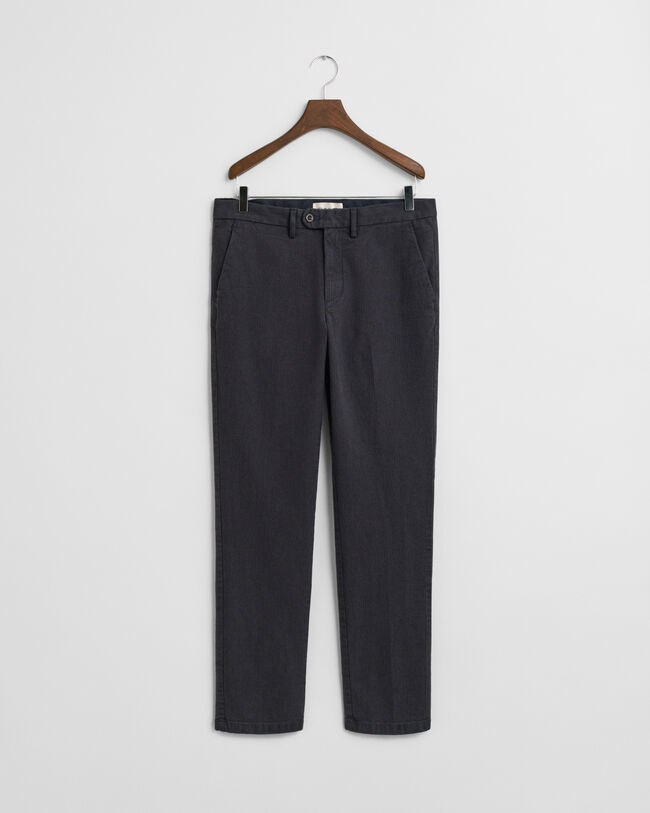 Slim Fit Herringbone Hose aus Baumwolle