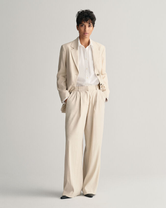 Formelle Relaxed Fit Stretch Leinen Hose