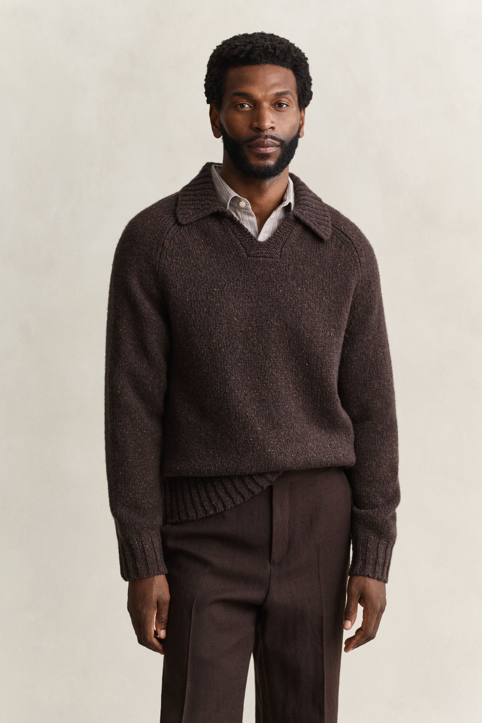 Polopullover aus Woll-Seiden-Gemisch