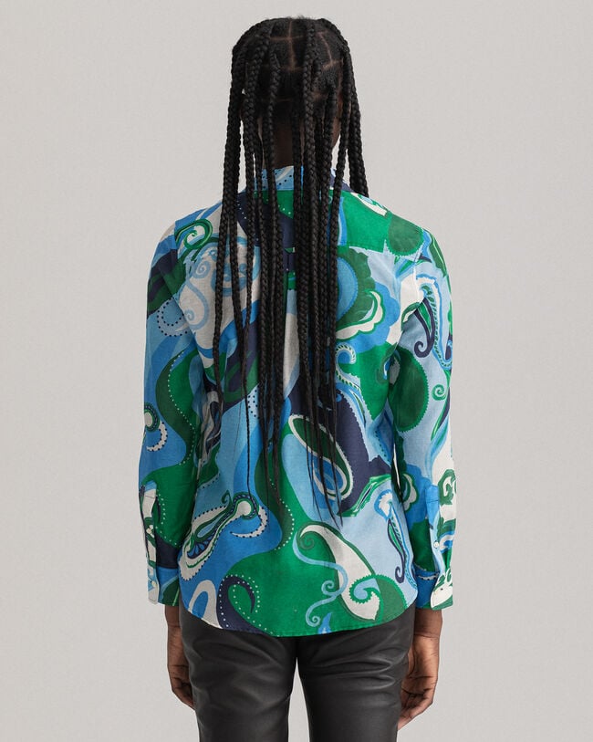 Regular Fit Baumwoll-Seiden-Bluse mit Paisley-Muster