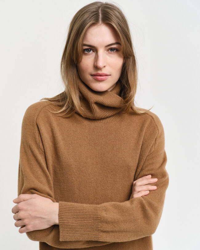 Herringbone Detail Rollkragenkleid