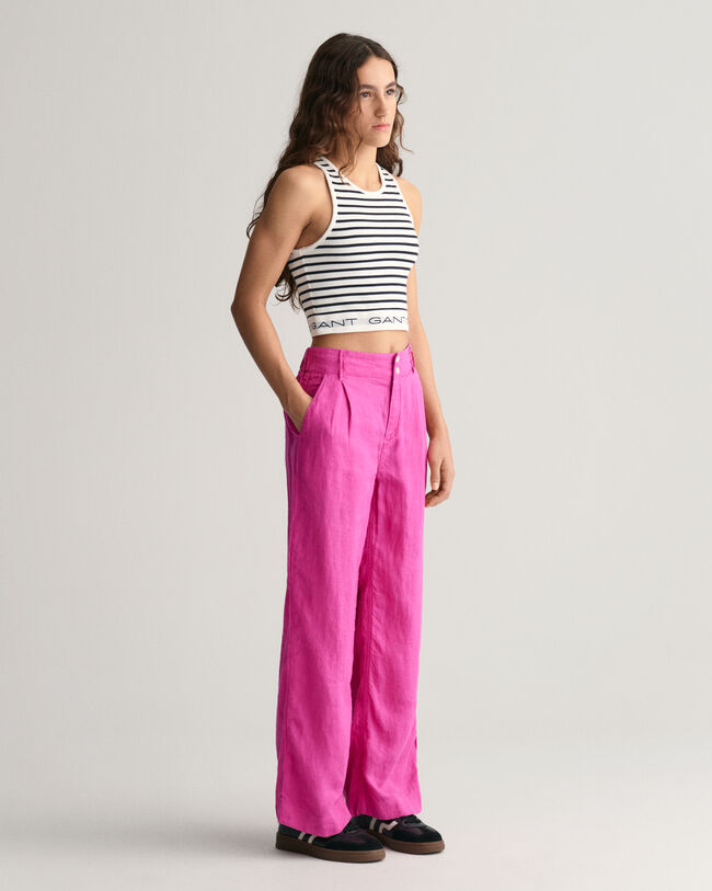 Teen Girls Leinen Bundfaltenhose mit weitem Bein