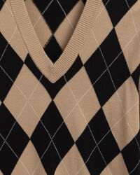 V-Neck Pullover mit Argyle-Muster