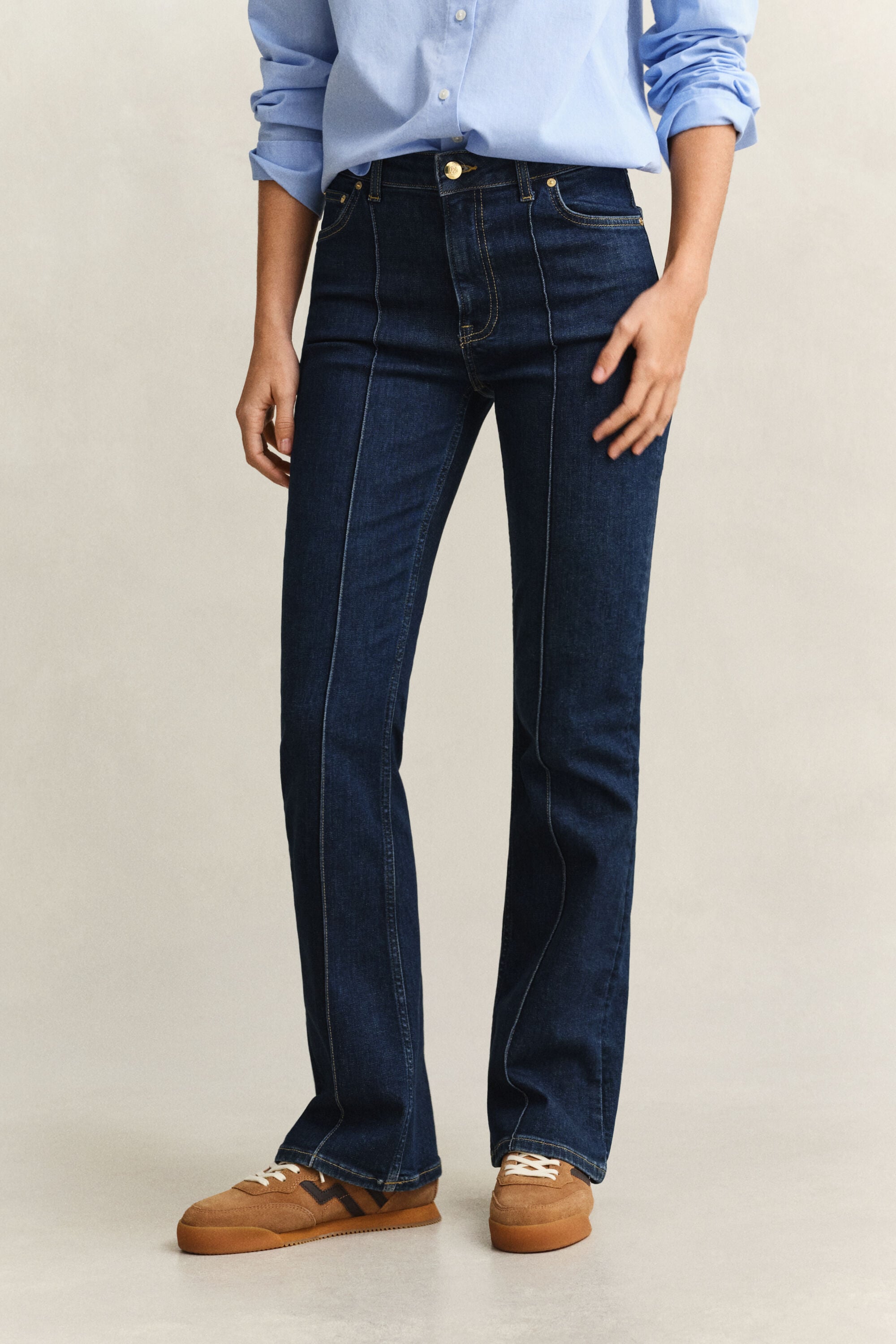 Slim Flared Pintuck Jeans