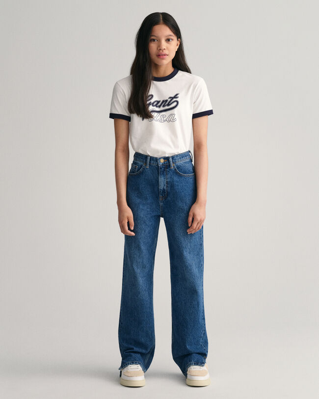 Teen Girls Jeans mit geradem Bein und Saumschlitz
