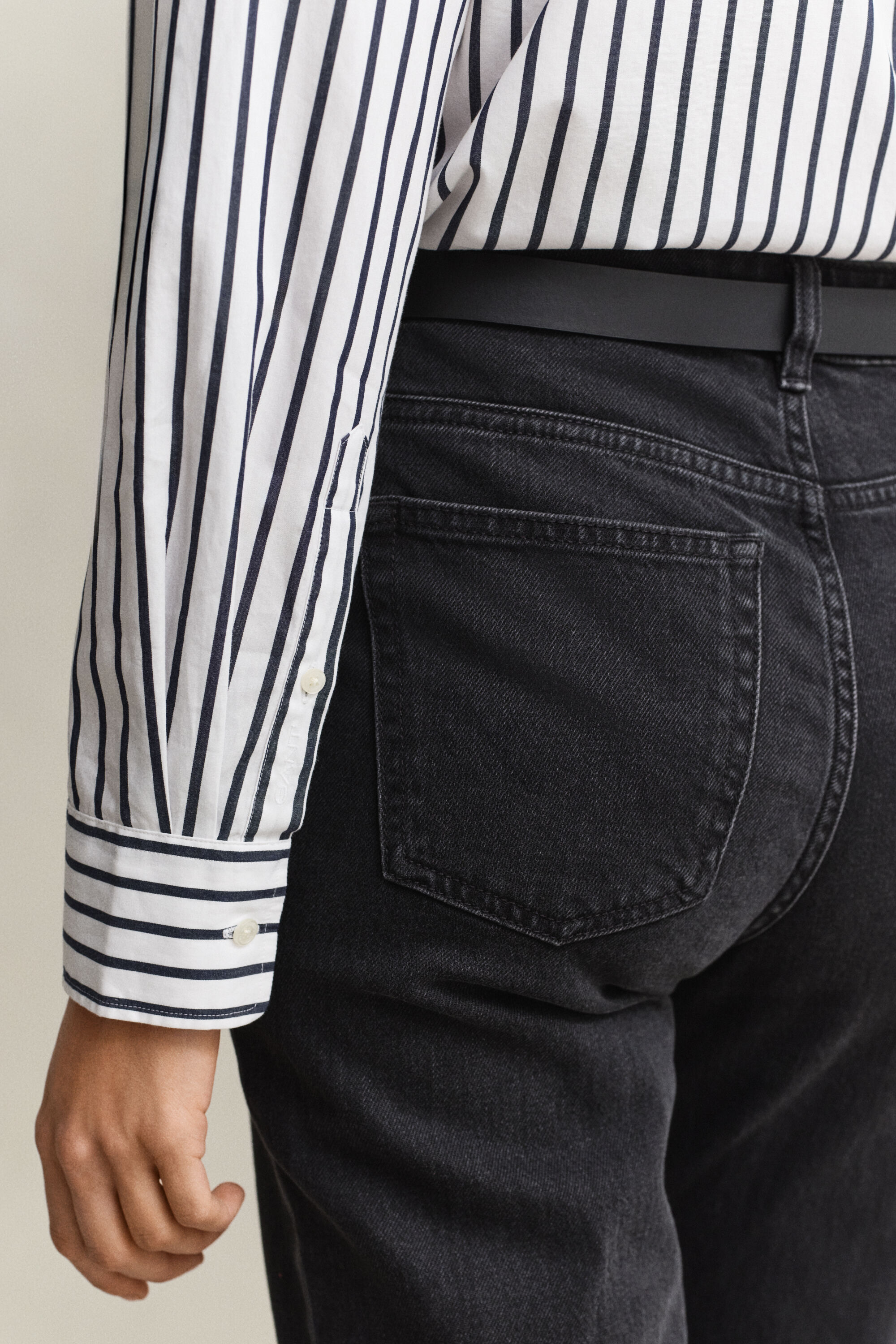 Chemise classique coupe décontractée en popeline à rayures