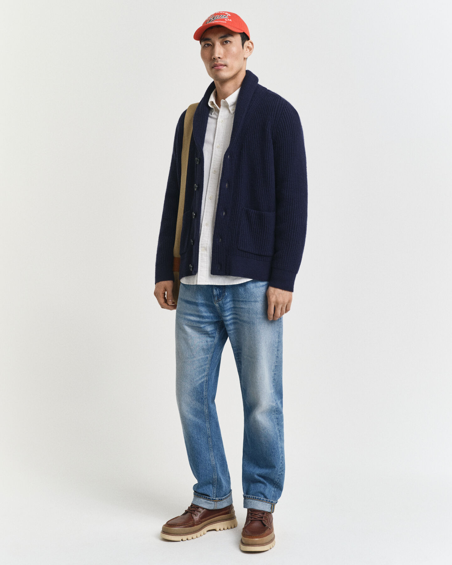 Wollmix Strickjacke mit Schalkragen