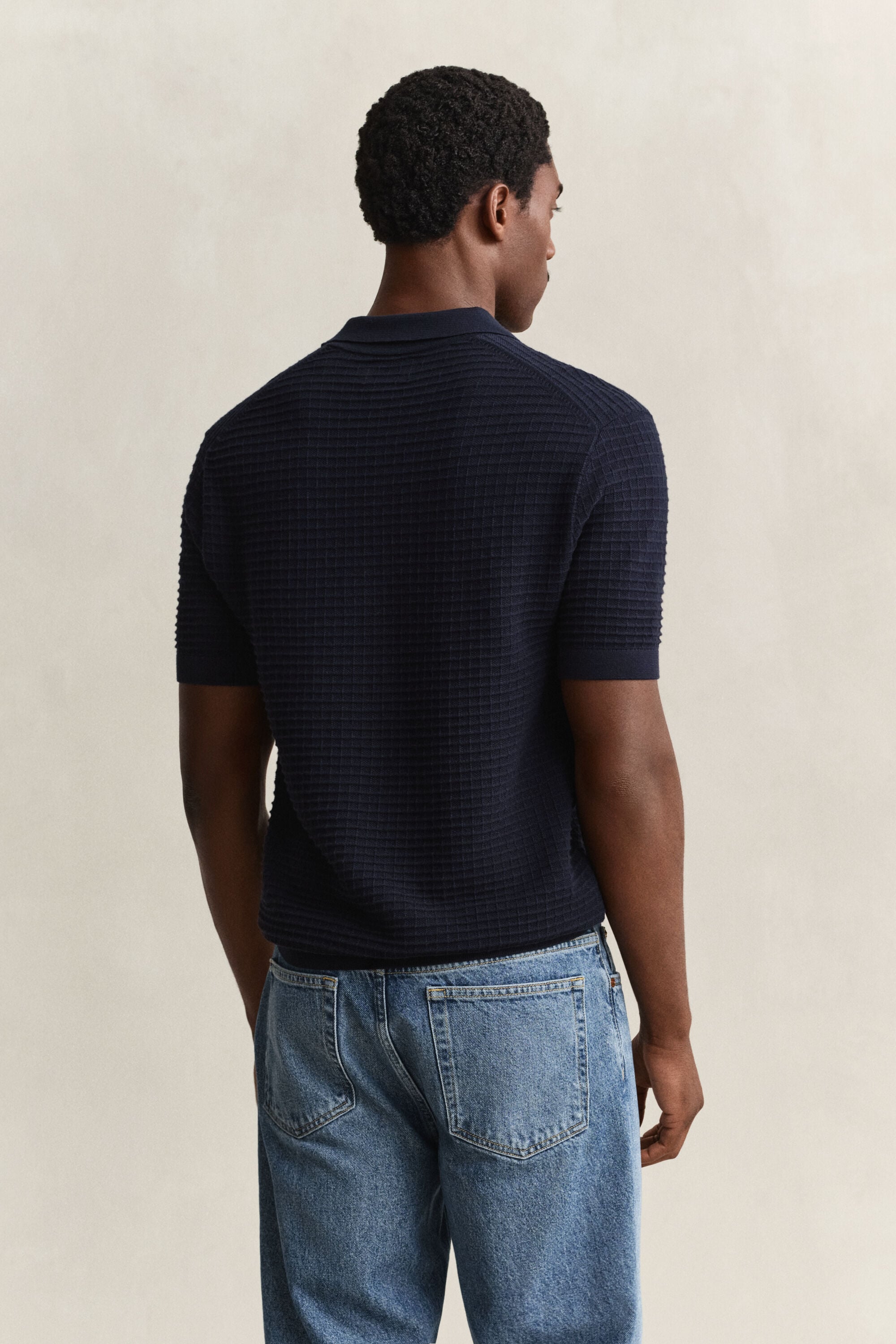 Pull façon polo texturé