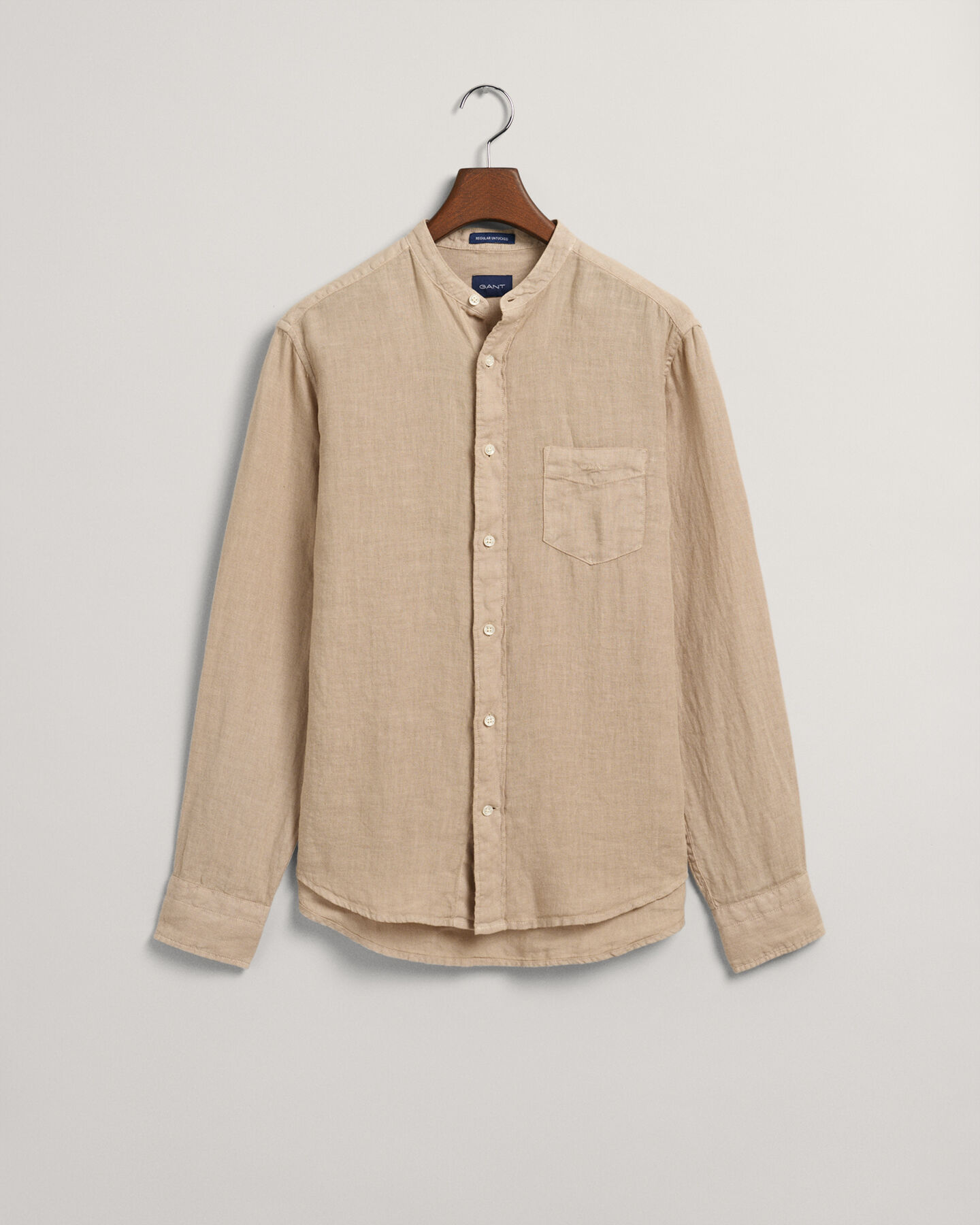 Stückgefärbtes Regular Fit Leinen Hemd