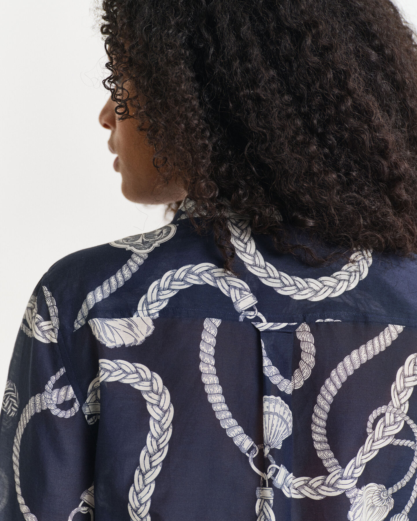 Regular Fit Sailing Print Bluse aus Baumwolle und Seide