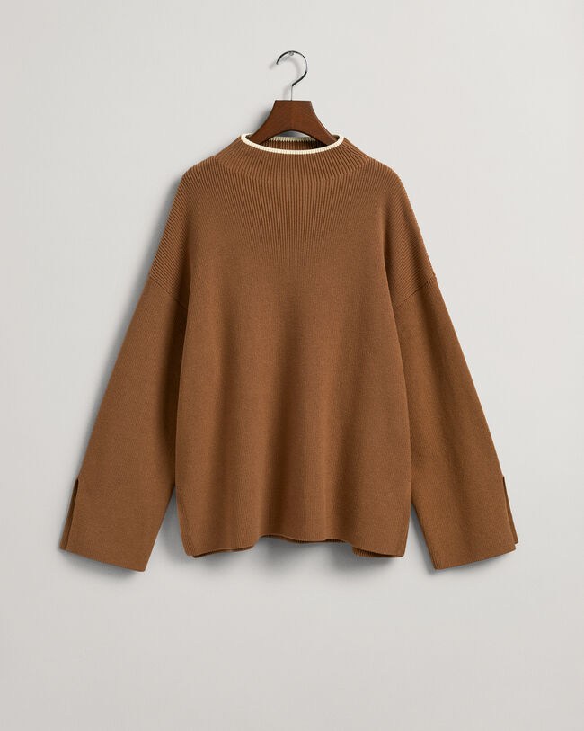 Gerippter Stehkragenpullover