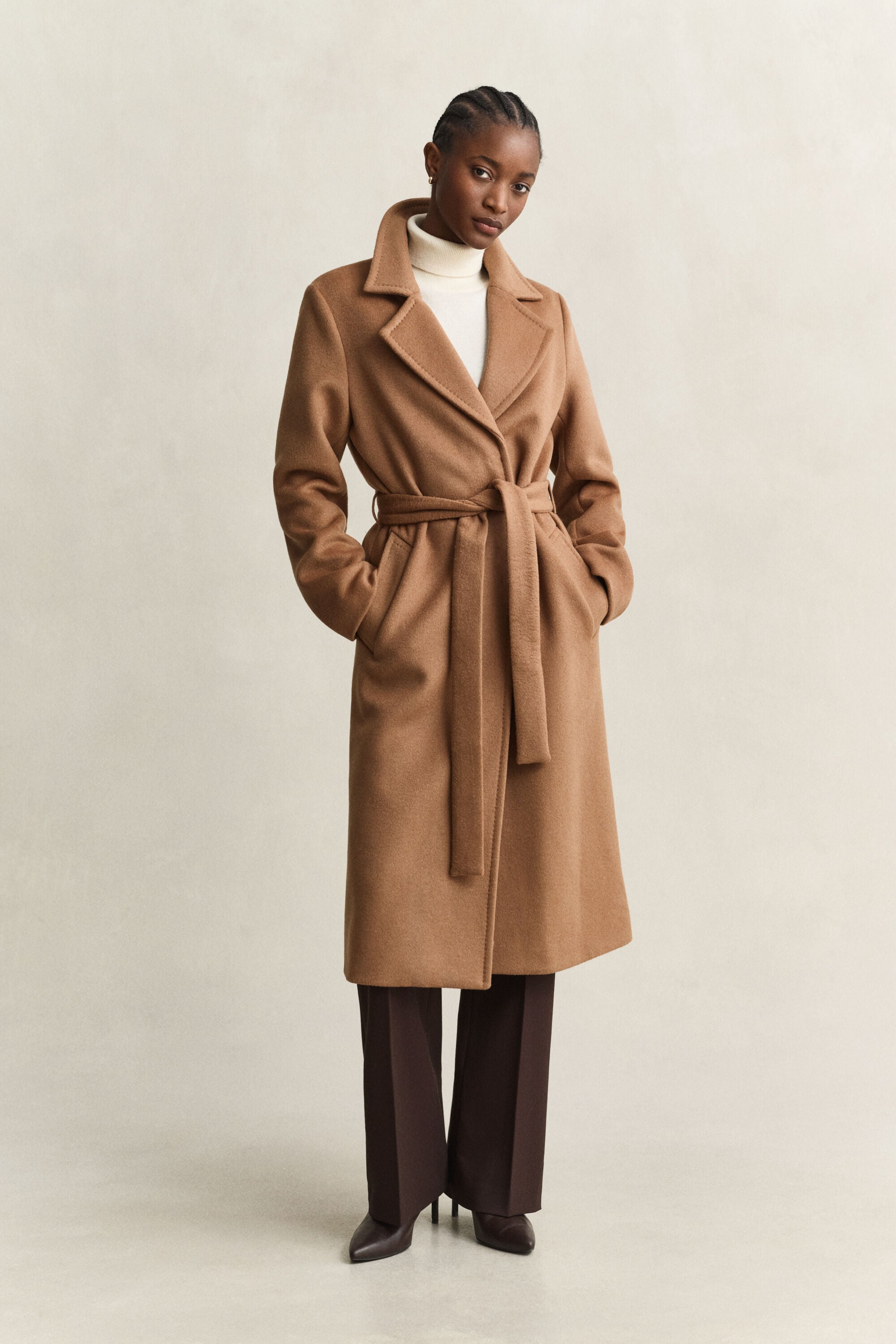 Belted Wool Blend Coat