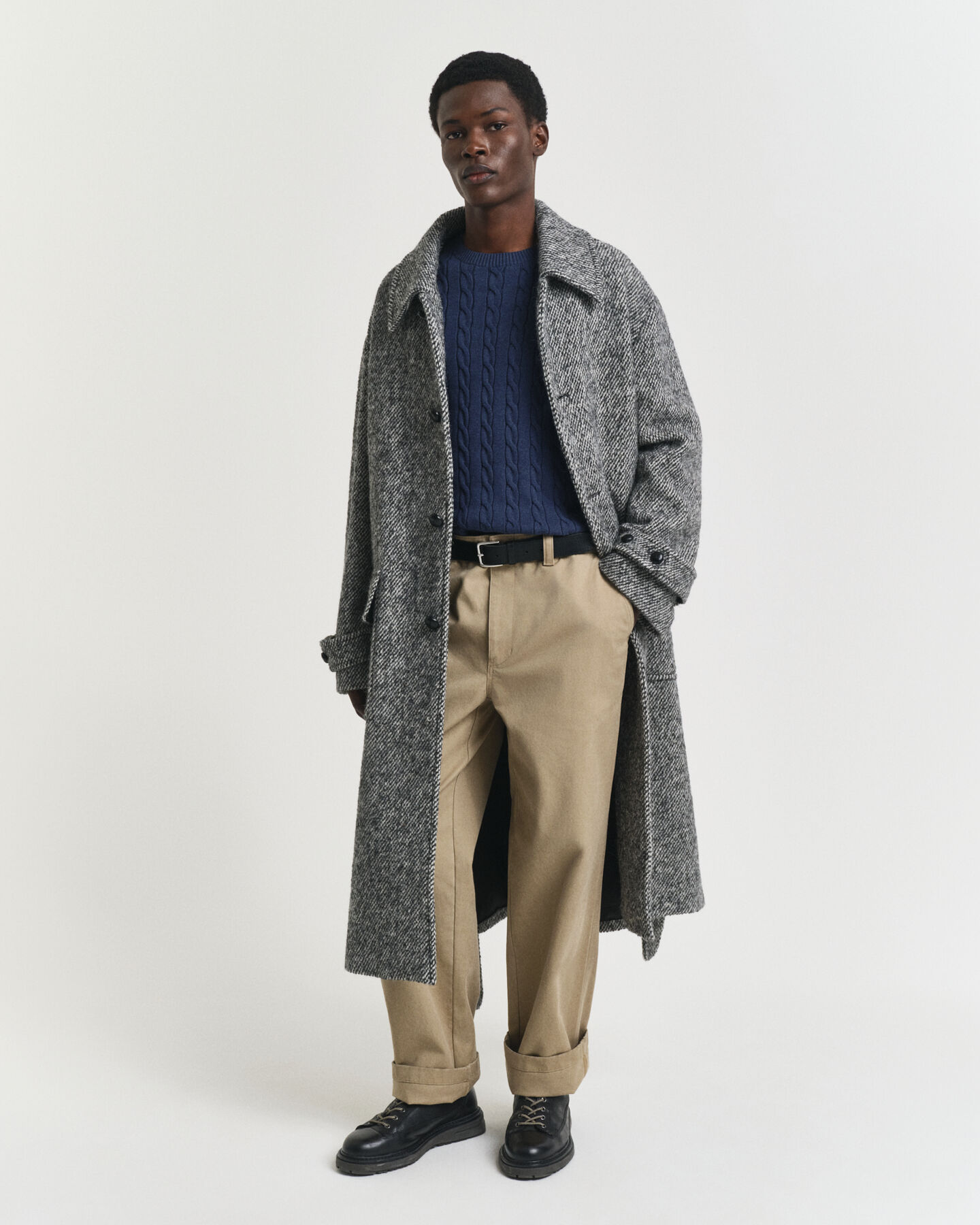 Zopfstrick Rundhalspullover aus Baumwolle