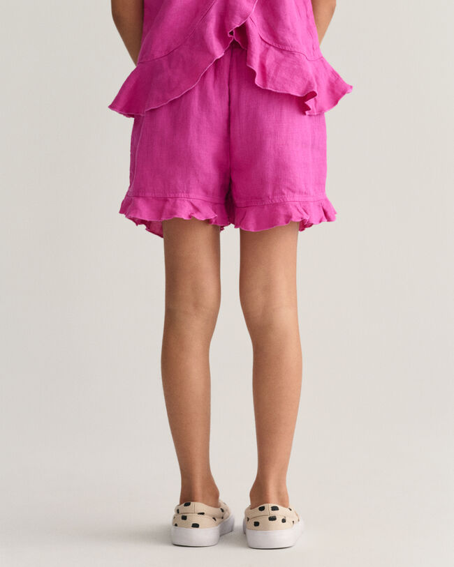 Girls Leinen Shorts mit R&uuml;schen