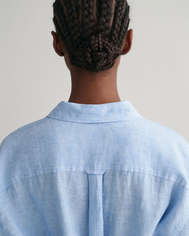 Kurzarm Hemdblusenkleid aus Leinen