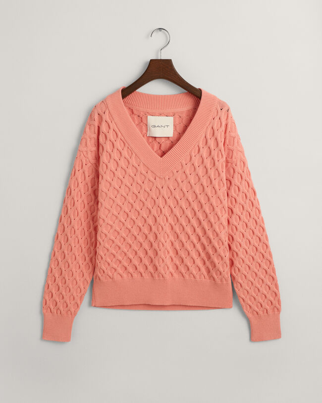 Strukturstrick V-Neck Pullover