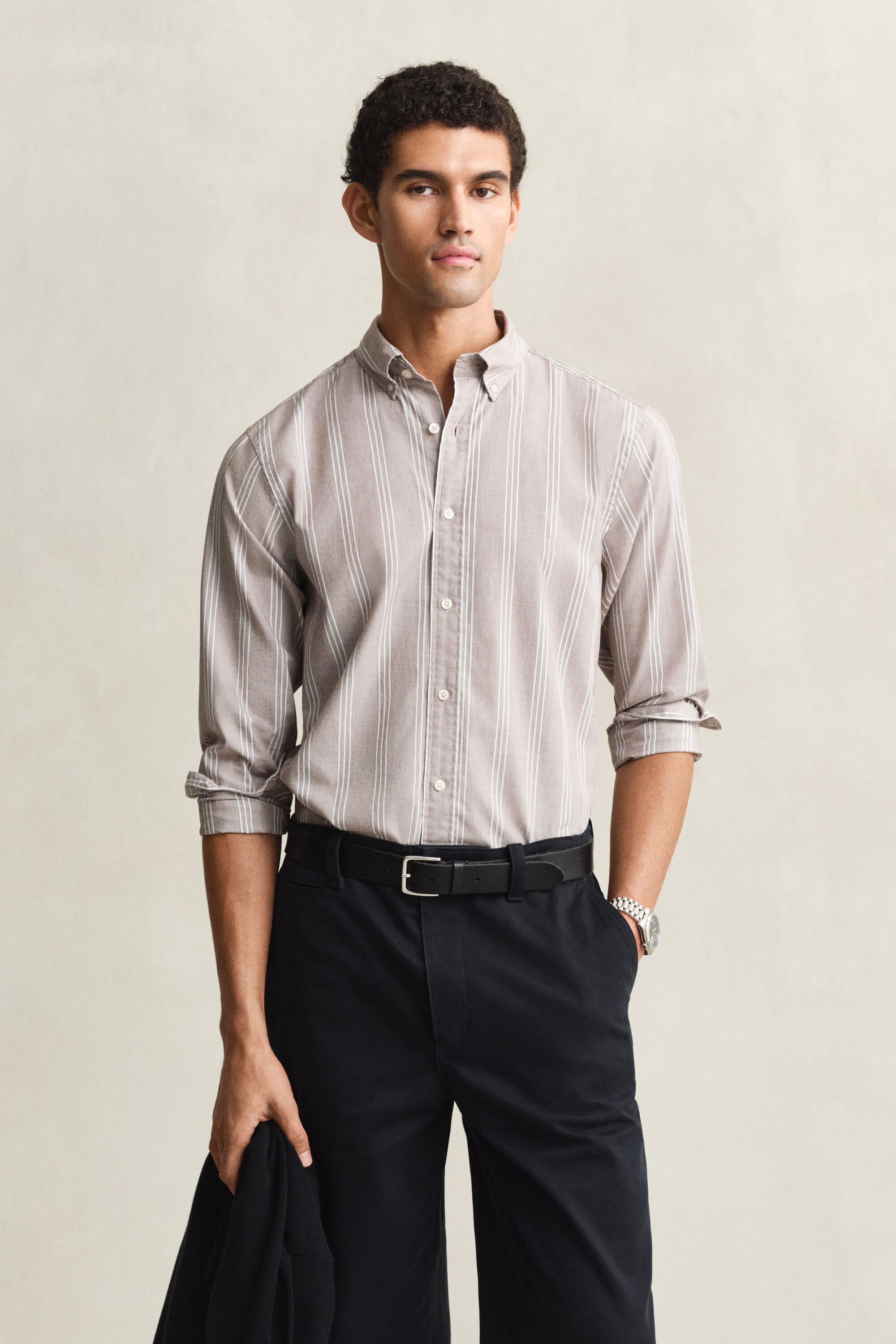 Camicia fil-à-fil in popeline a righe regular fit