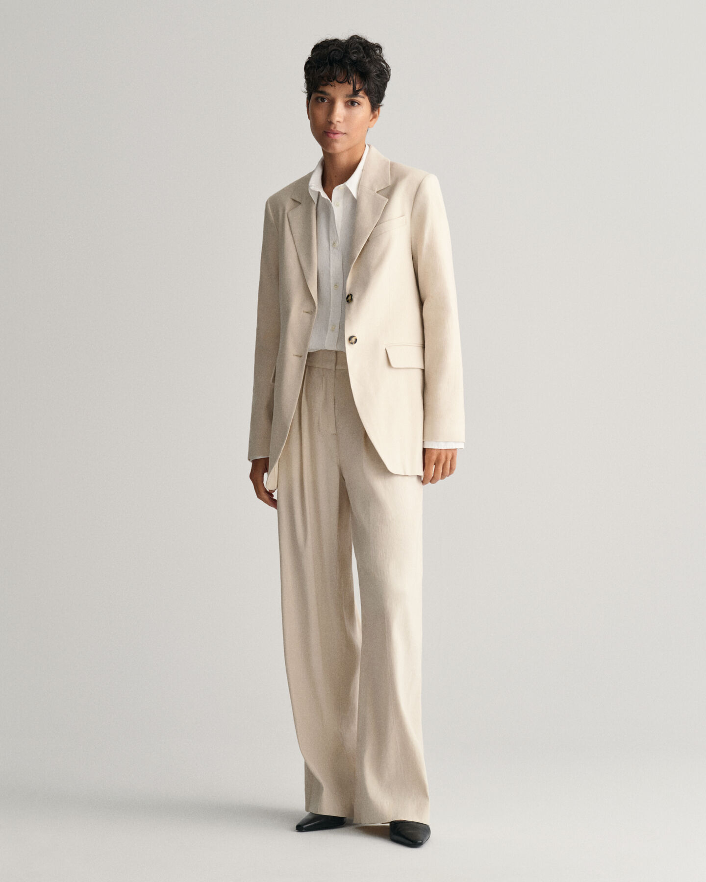 Regular Fit Stretch Leinen Blazer