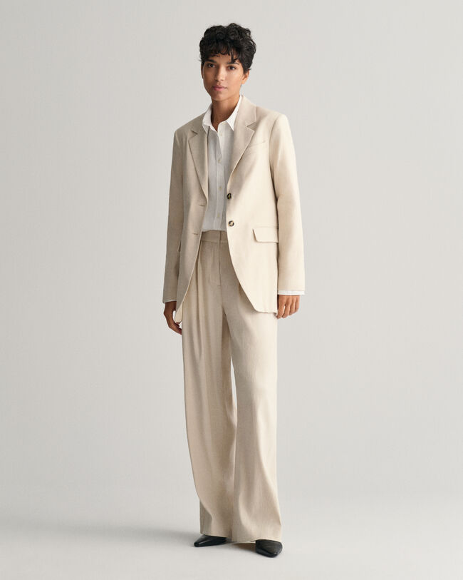 Regular Fit Stretch Leinen Blazer